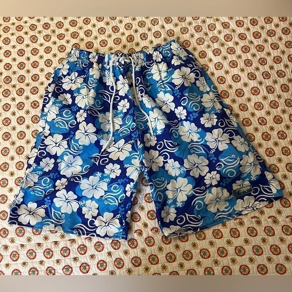 Ocean Blue Men’s Tropical Hibiscus Swim Shorts Size XL